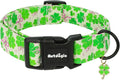 St. Patrick's Day Dog Collar, Cute Dog Collars with Green Clover, Adjustable Cotton Pet Collars for Small Medium Large Dogs, Ideal for Puppy Girl Boy Female Male Dogs Gifts-L