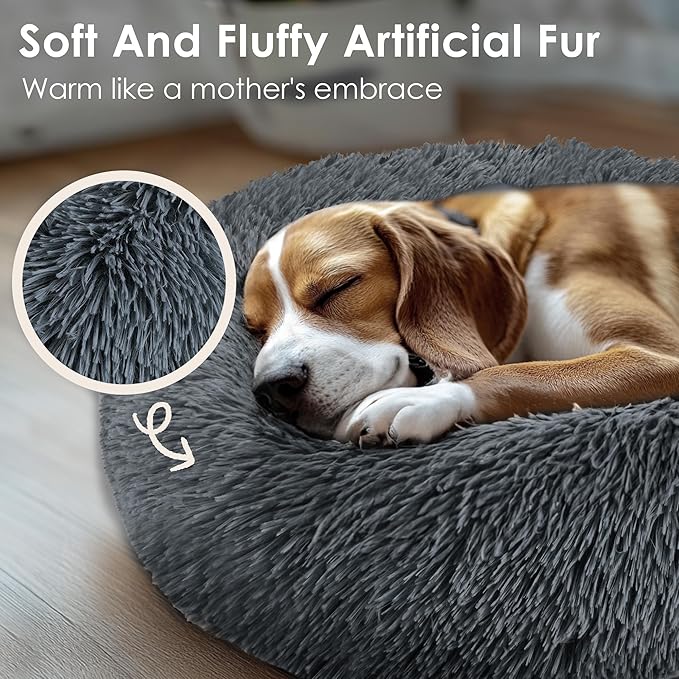 Extra Large Dog Beds, 36 Inch Human Dog Anxiety Relief Comfort Bed, Indestructible & Chew Proof Pet Beds (Dark Grey)