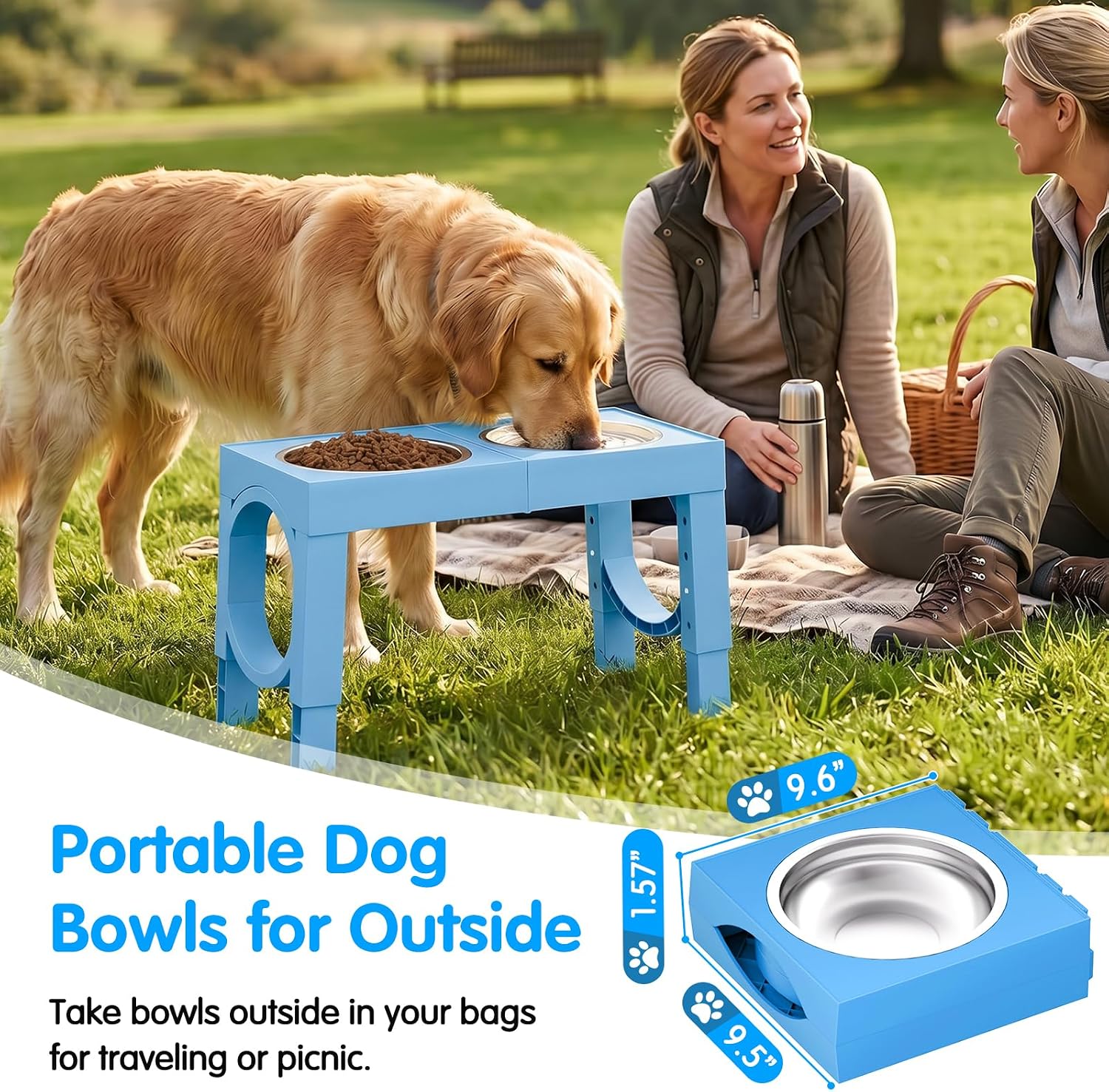 XIAZ Elevated Dog Bowls Large Breed Raised Dogs Bowl Stand Large/Medium Sized Dog Stainless Steel Food Water Bowl Stands 5 Heights Adjustable 9/11/12/15in Pet Feeder Dish Station