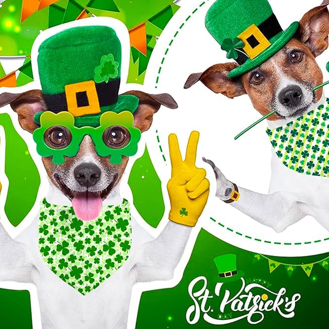 St. Patrick's Day Dog Bandana, 2 Pack Adjustable Holiday Party Pets Saint Patrick Day Bandana Triangle Bibs Lucky Dog Cat Scarf Set