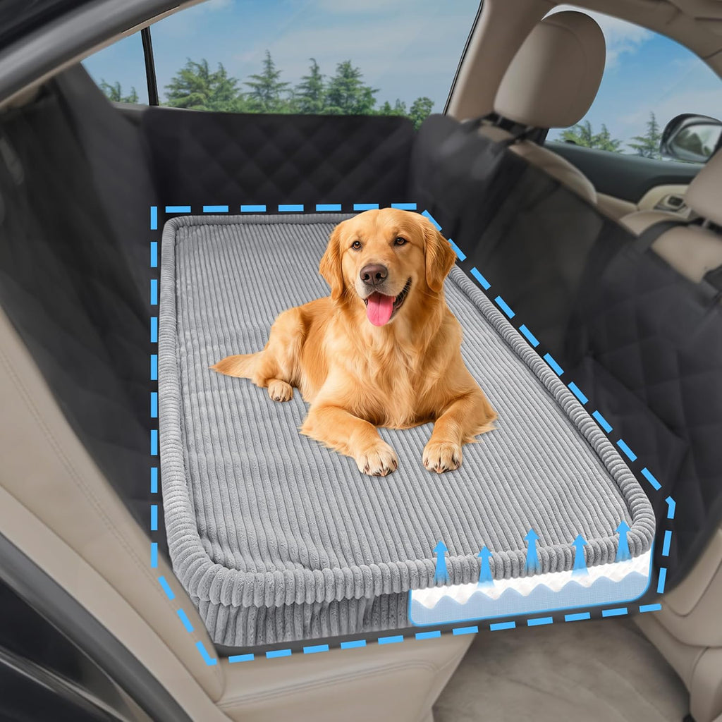 Loiion Dog Car Bed, Non-Slip Backseat Extender Pet Mat 56"x28.7"x2" | Removable, Washable Dog Bed With Waterproof Liner Protects Car Seats, Anti-Slip Travel Bed For Dogs