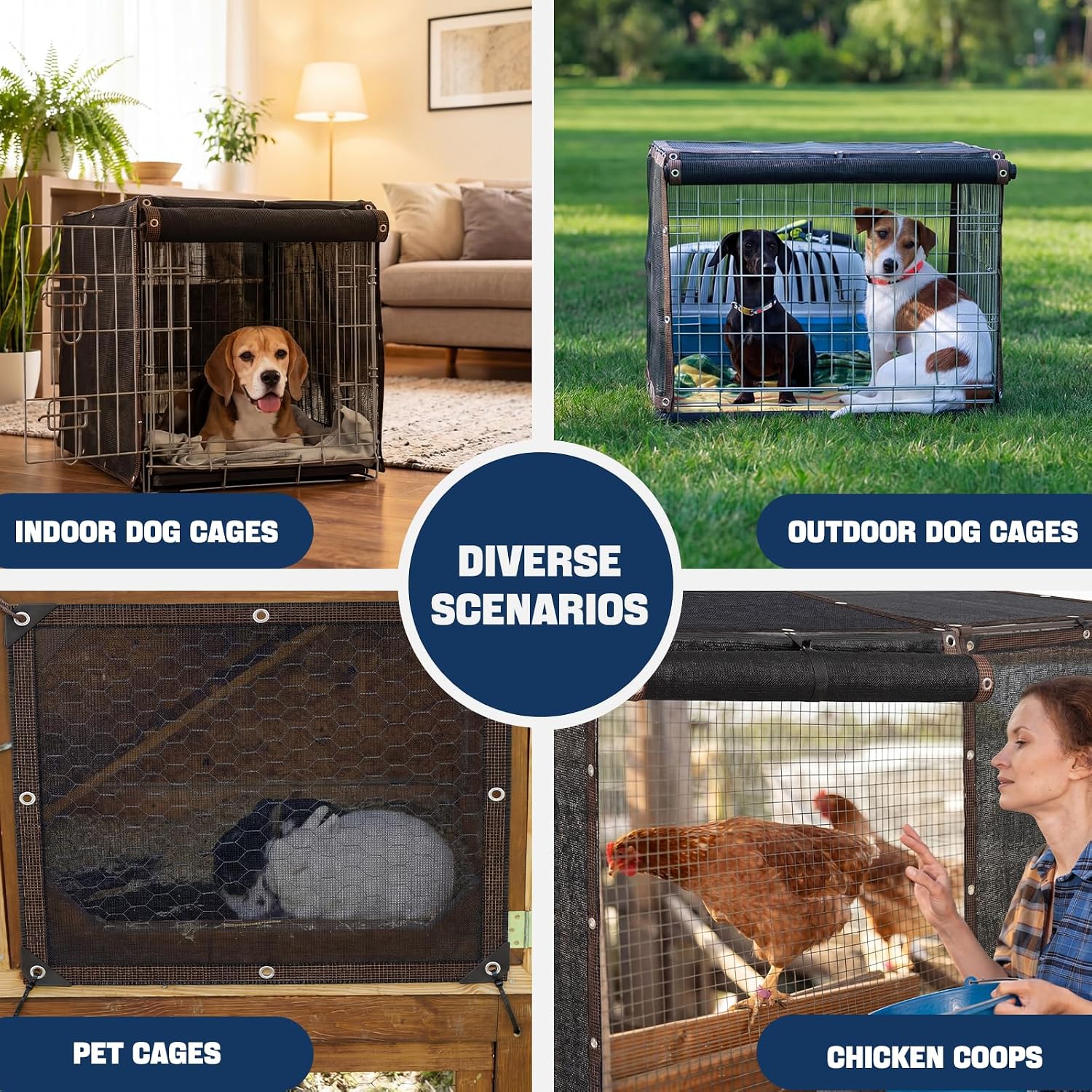 Novabright Breathable Dog Crate Cover 36 Inch Heavy Duty Kennel Cover with Grommets Cable Ties Windproof Waterproof Uv-Resistant