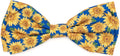 THE WORTHY DOG Pet Bow Tie for Dogs & Cats – Soft Printed Polyester Collar Bow Tie with Touch Fastener, Attaches to Any Collar - Sunflowers Pattern, Blue, Small