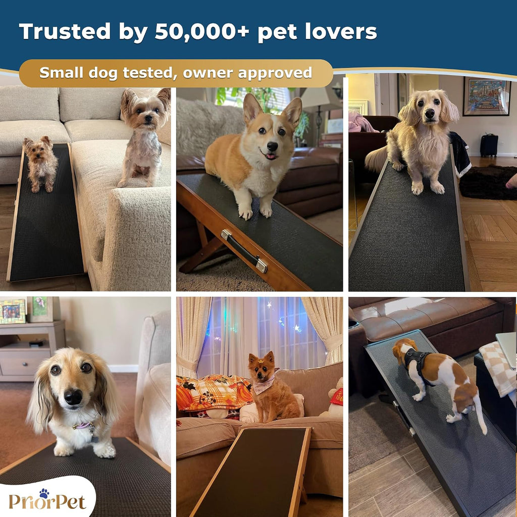 Dog Ramp for Couch – Non-Slip, Sturdy Build Foldable Wooden Dog Ramp – Supports up to 200 lbs – 7 Adjustable Heights (14"–20.5") – Enhanced Stability – Birchwood Pet Ramp for Small Dogs – Natural