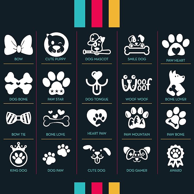 Stainless Steel Engraved Pet ID Tags for Dogs - 4 Color & 5 Shape Options, Up to 7 Lines, Personalized w/ 20 Icons, Name, Address, Phone Number #Bone
