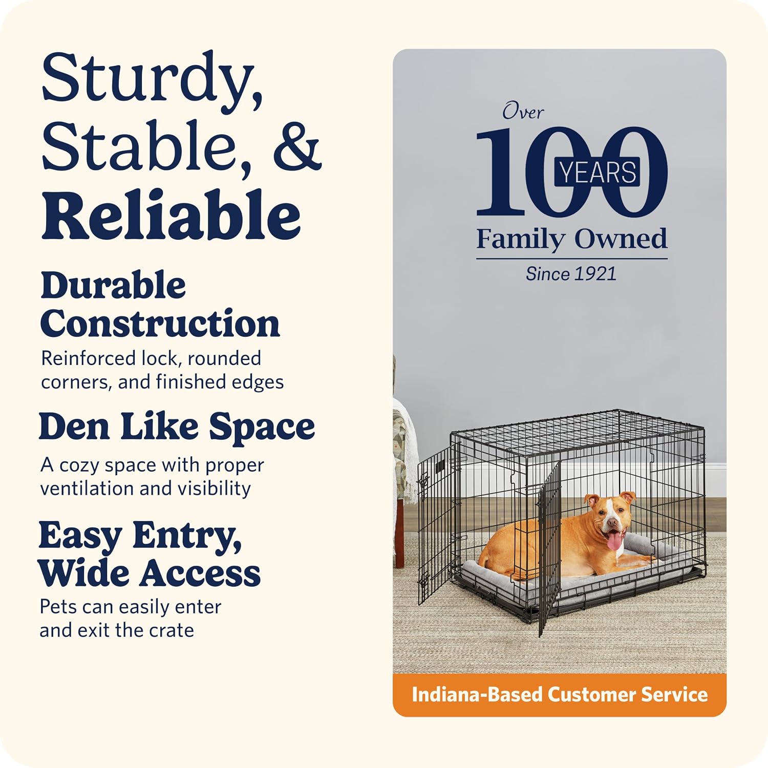 MidWest Homes for Pets Intermediate LifeStages Double Door 36-Inch Folding Dog Crate, Enhanced Security, Includes Leak-Proof Pan, Divider Panel, Handle, Rubber Feet