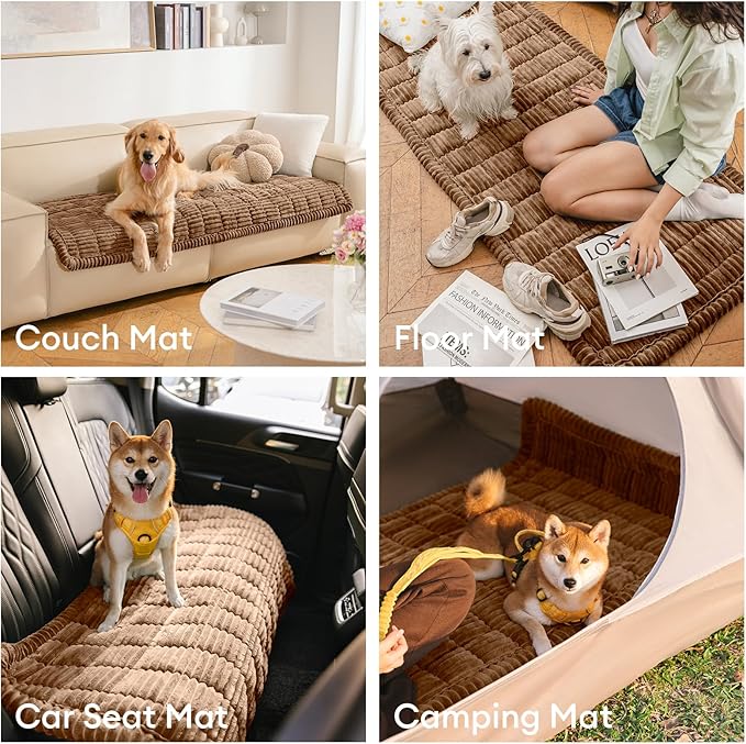 FUNNY FUZZY Pet Couch Covers for Sofa, Washable Dog Couch Cover Protector for Dogs, Flannel Couch Covers for Dogs Pet Friendly Pets Mat Bed Sofa Cover (Brown, 27.6"×82.7")