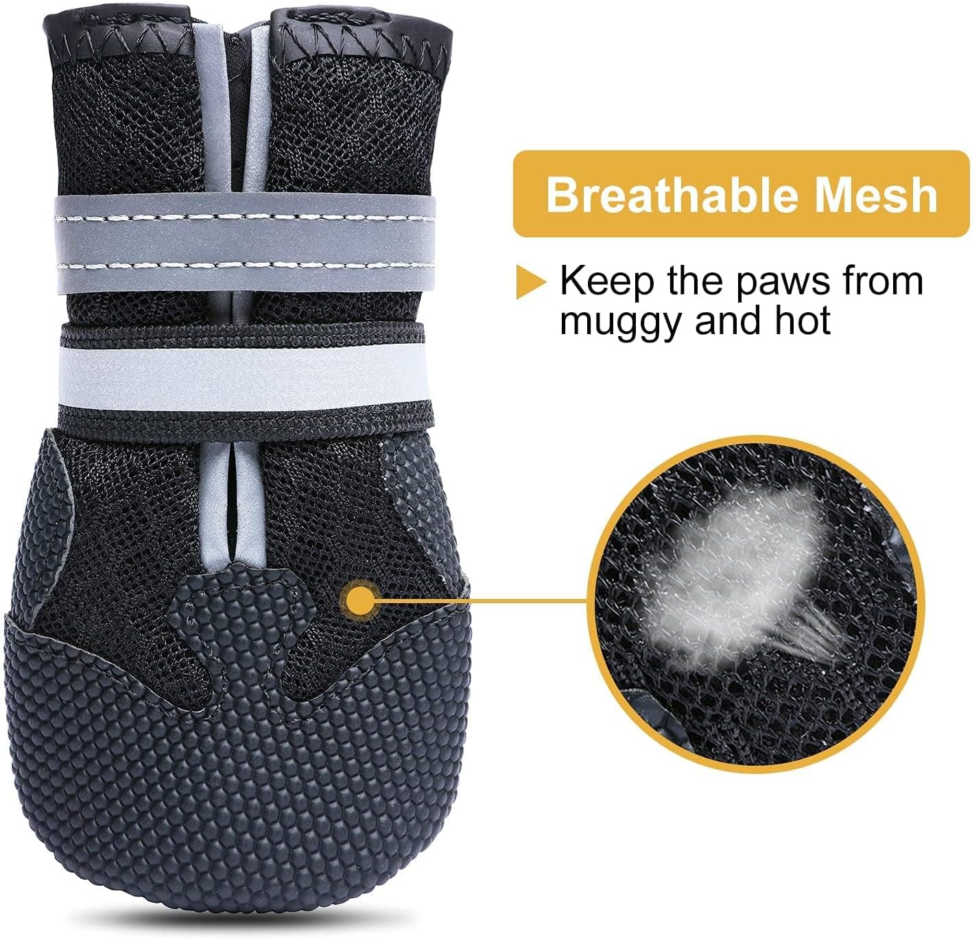Dimicoo Breathable Dog Boots for Medium Large Dogs,Non-Slip Dog Shoes for Summer Hot Pavement,Lightweight Paw Protector Dog Booties for Outdoor & Indoor Hardwood Floors