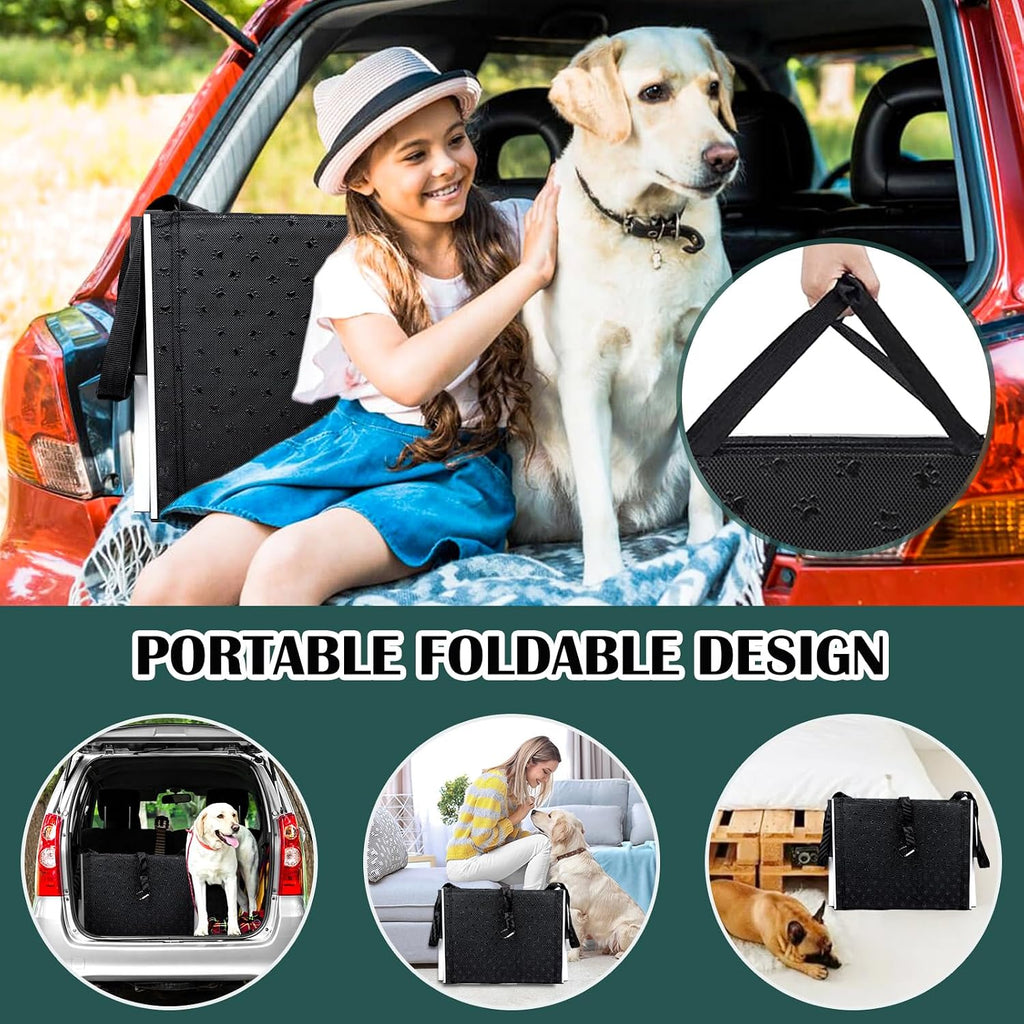 Dog Stairs for Large Dogs,Dog Stairs for Cars,Foldable Dog Ramp Pet Steps Light Weight Aluminum,Extra Wide Dog Stair for Large Dogs,High Beds, Trucks, Supports up to 200 lbs (Extra Wide-4 Steps)