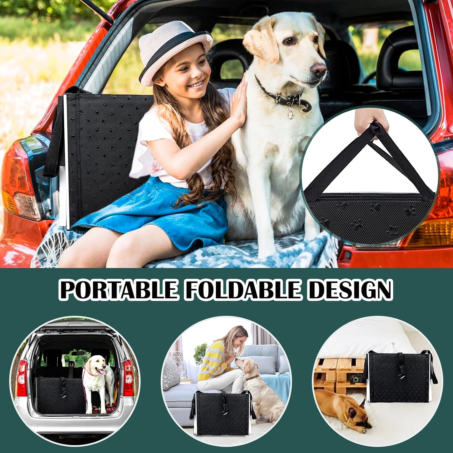 Dog Stairs for Large Dogs,Dog Stairs for Cars,Foldable Dog Ramp Pet Steps Light Weight Aluminum,Extra Wide Dog Stair for Large Dogs,High Beds, Trucks, Supports up to 200 lbs (Extra Wide-4 Steps)