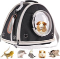 Guinea Pig Travel Carrier Cage, Portable Carry Bag for Two (2) Pigs, Reptile Bearded Dragon Lizard Carrier Bag for Small Animals Hamster Hedgehog Bird Bunny Kitten (Black, Typical Oxford)