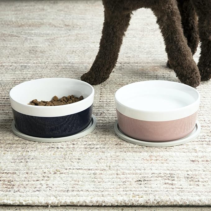 Waggo Habit Silicone Dog Placemat – Set of 2 Modern Heavyweight Silicone Dog Food Mats, Dishwasher Safe, Non-Slip, Solid Color – Black (Large, 9")