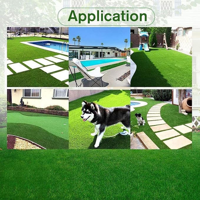 Artificial Grass Rug Outdoor Indoor 9FTX95FT Fake Grass Carpet Green Synthetic Grass Pet Turf Realistic Faux Grass Rug with Drain Holes for Garden Lawn Landscape Balcony Home Decor Patio