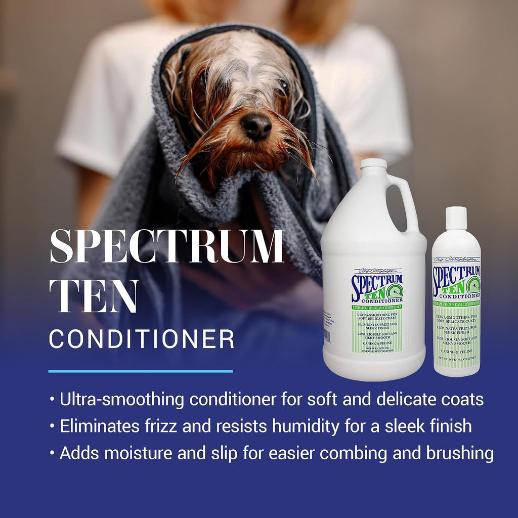 Chris Christensen Spectrum Ten Dog Conditioner, Groom Like a Professional, Gentle Cleansing, Leaves Coat Soft & Silky, Gorgeous Shine, Made in the USA, 473ml