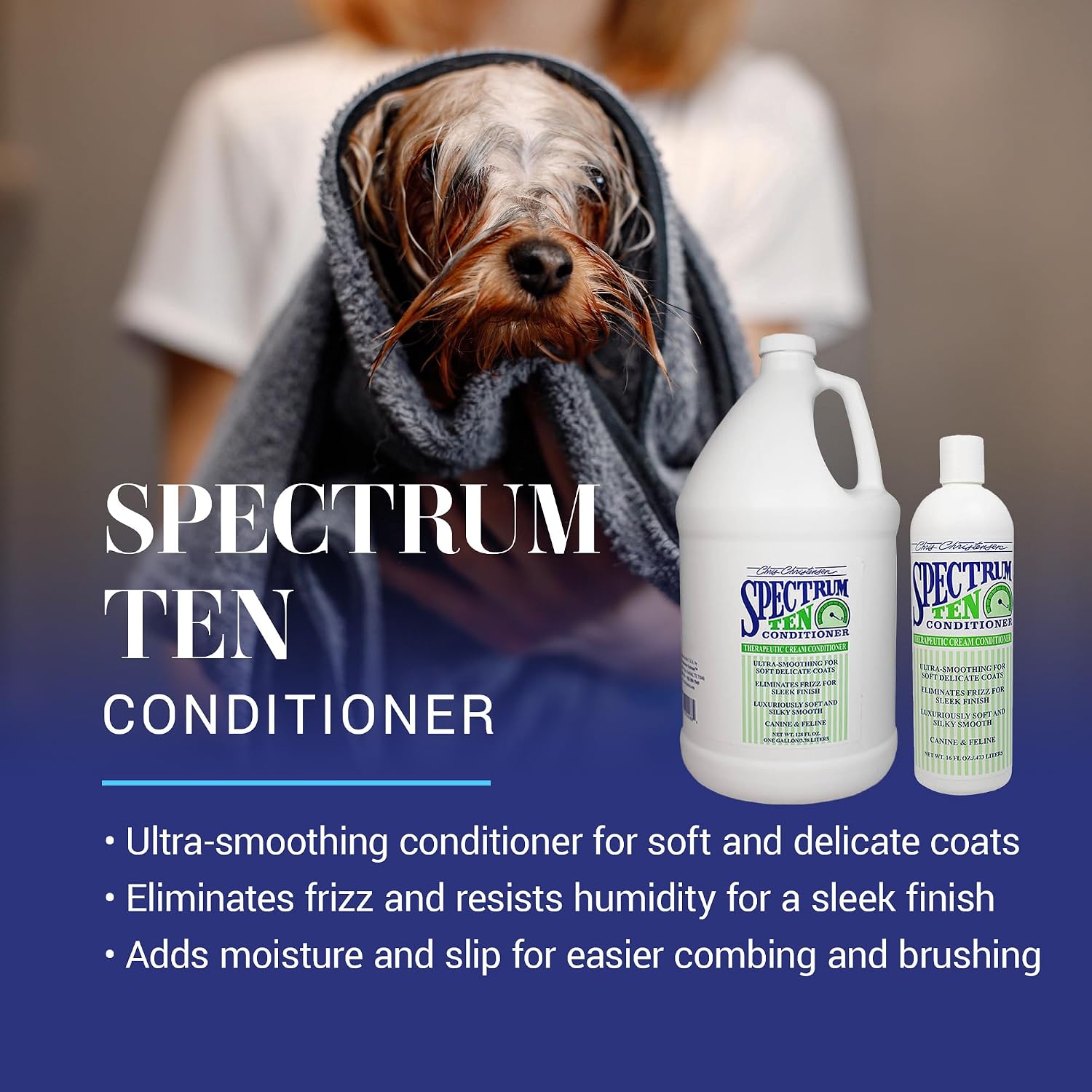 Chris Christensen Spectrum Ten Dog Conditioner, Groom Like a Professional, Gentle Cleansing, Leaves Coat Soft & Silky, Gorgeous Shine, Made in the USA, 473ml