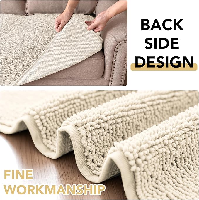 H.VERSAILTEX Non Slip Pet Couch Cover Chenille Dog Bed Protector Thick Soft Sofa Slipcover Pet Friendly Washable Couch Cushion Covers for Pets (30" x 53", Ivory)