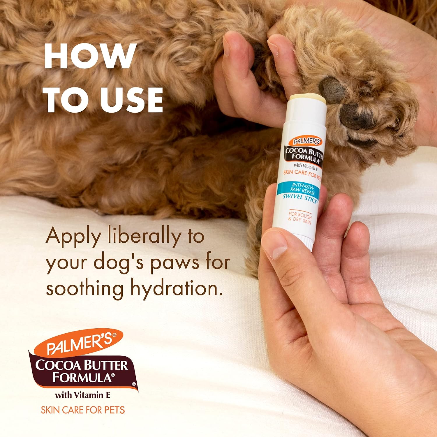 Palmers for Pets Cocoa Butter Paw Pad and Nose Balm, Fragrance-Free, 0.5 Oz | Vitamin E peppermint oil and shea butter, moisturizing balm, fragrance-free, rough or dry paws