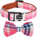 Faleela Soft &Comfy Bowtie Dog Collar,Detachable and Adjustable Bow Tie Collar,for Small Medium Large Pet (Large(Pack of 1), Pink)