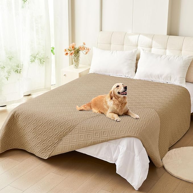 hyha Waterproof Dog Blanket, Soft Dog Bed Cover Pet Blankets, Waterproof Sofa Couch Cover for Dogs Washable, Reversible Pet Couch Covers for Sofa Furniture (68x82 Inch, Camel/Camel)