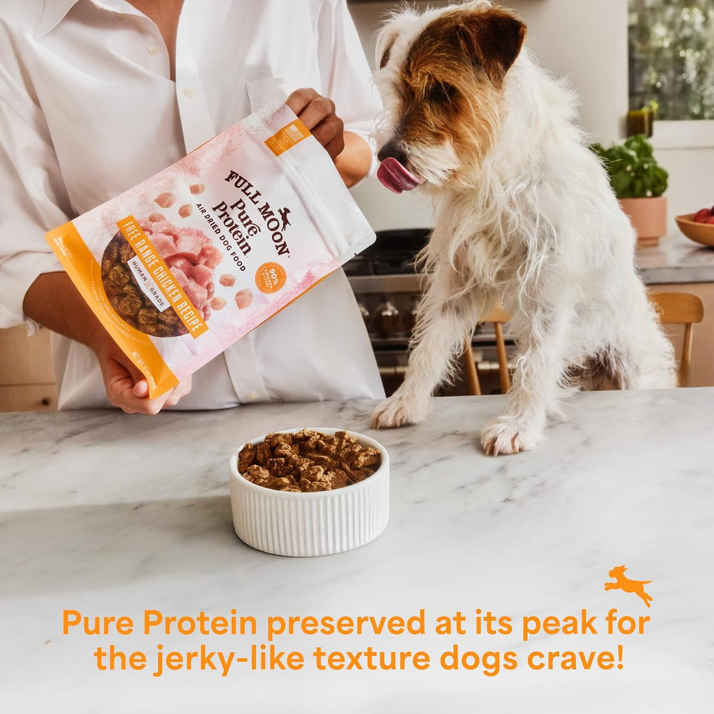 Full Moon® Pure Protein Air Dried Dog Food Free Range Chicken Recipe 1lb | Human Grade, Protein-rich, Jerky-like texture, Shelf-stable, 90% meat