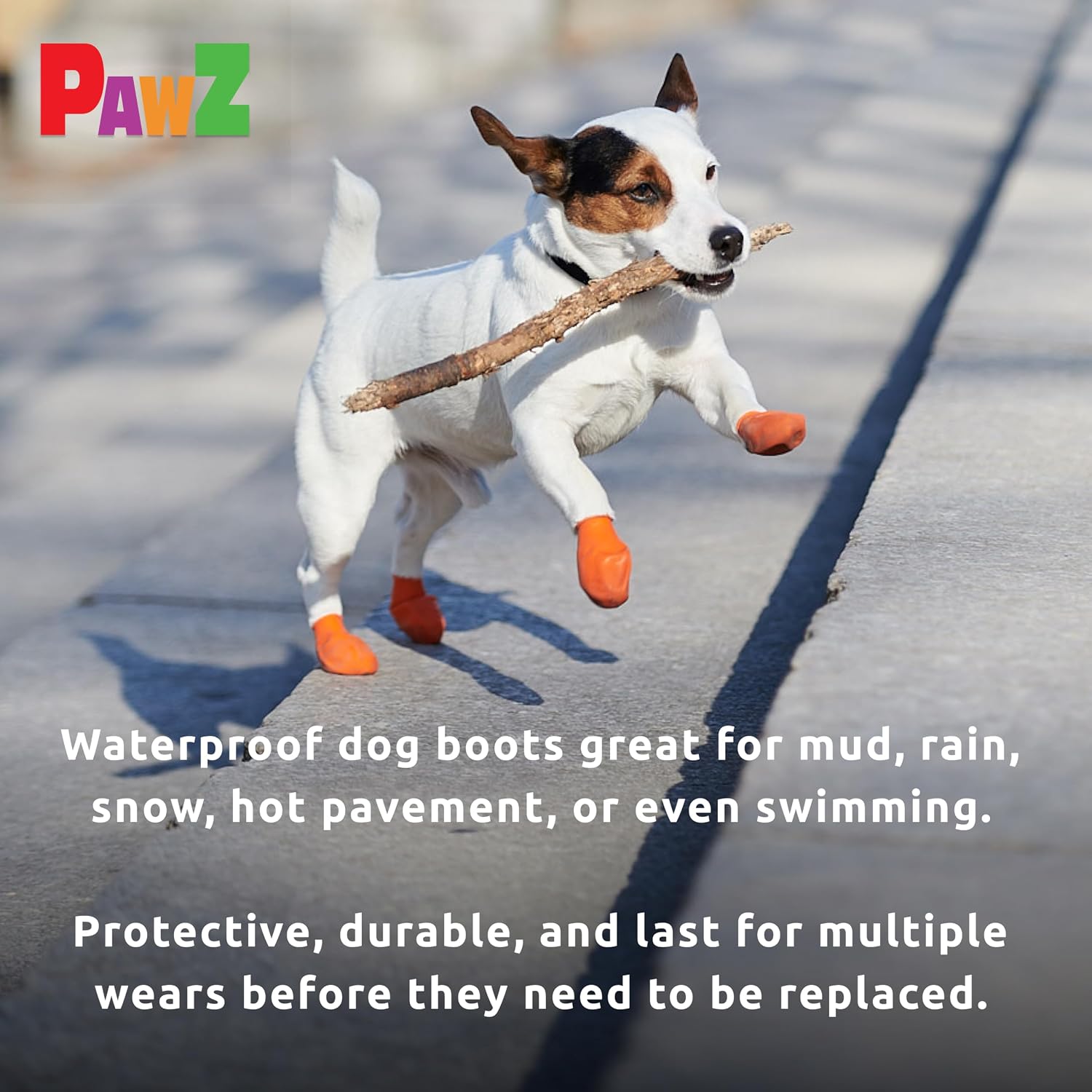 PawZ Rubber Dog Boots for Paws up to 2", 24 Total (2 Packs of 12) - All-Weather Booties for Hot Pavement, Snow, Mud, and Rain - Waterproof, Anti Slip Dog Socks - X-Small, Black