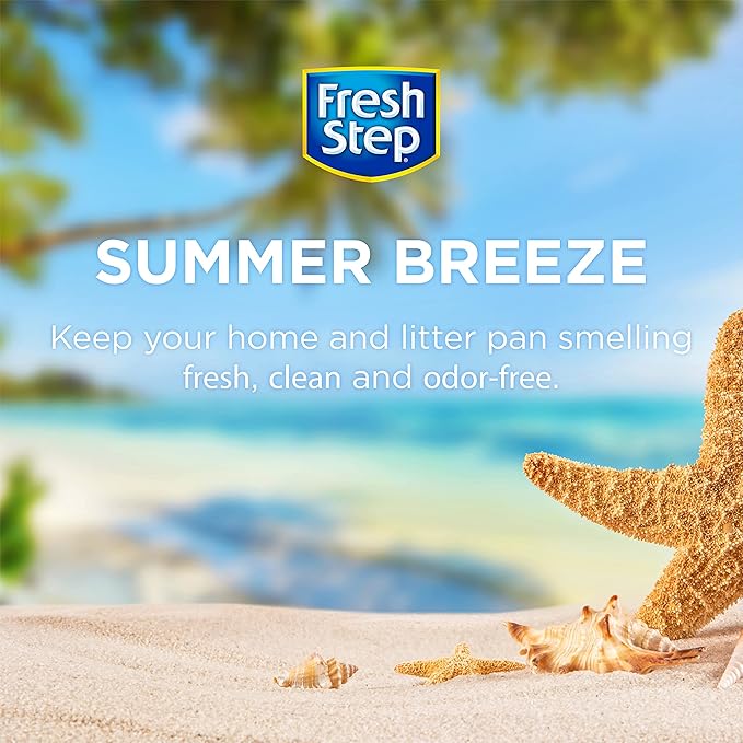 Fresh Step Cat Litter Crystals Deodorizer, Non Toxic Odor Neutralizing Crystals for Litter Boxes That Help Control Smells and Keep Home Areas Fresh, Summer Breeze Scent, 15 Ounce - 3 Pack