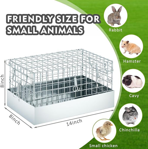 14 x 8 x 8 Inch 1 Hole Folding Guinea Pig Carrier Chinchilla Carrier Portable Hamster Travel Cage with Tray Handle for Rabbit Chick Bird Small Animal Transport Temporary Housing Pet Habitat