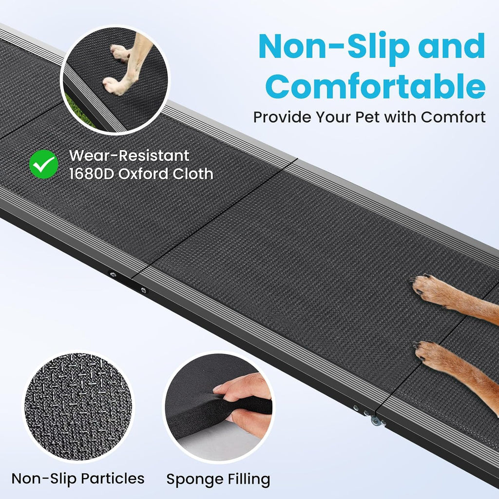 67''L x 17''W Dog Ramp for Car, Folding Portable Pet Stair Ramp with Non-Slip Rug Surface, Extra Wide Dog Steps for Medium & Large Dogs Up to 250LBS Enter a Car, SUV & Truck