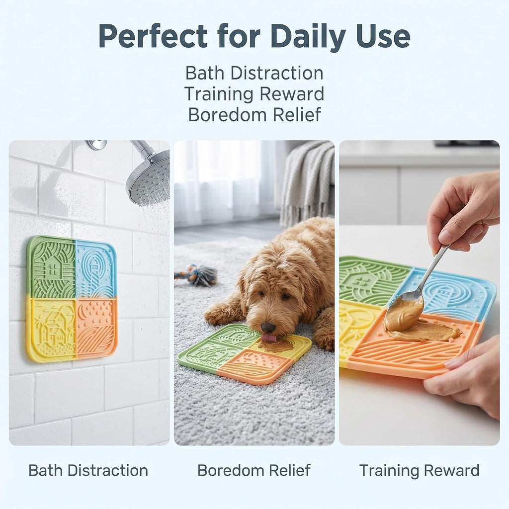 Dog Lick Mat with Suction Cups, Silicone Slow Feeder Mat for Anxiety Relief, Multicolor