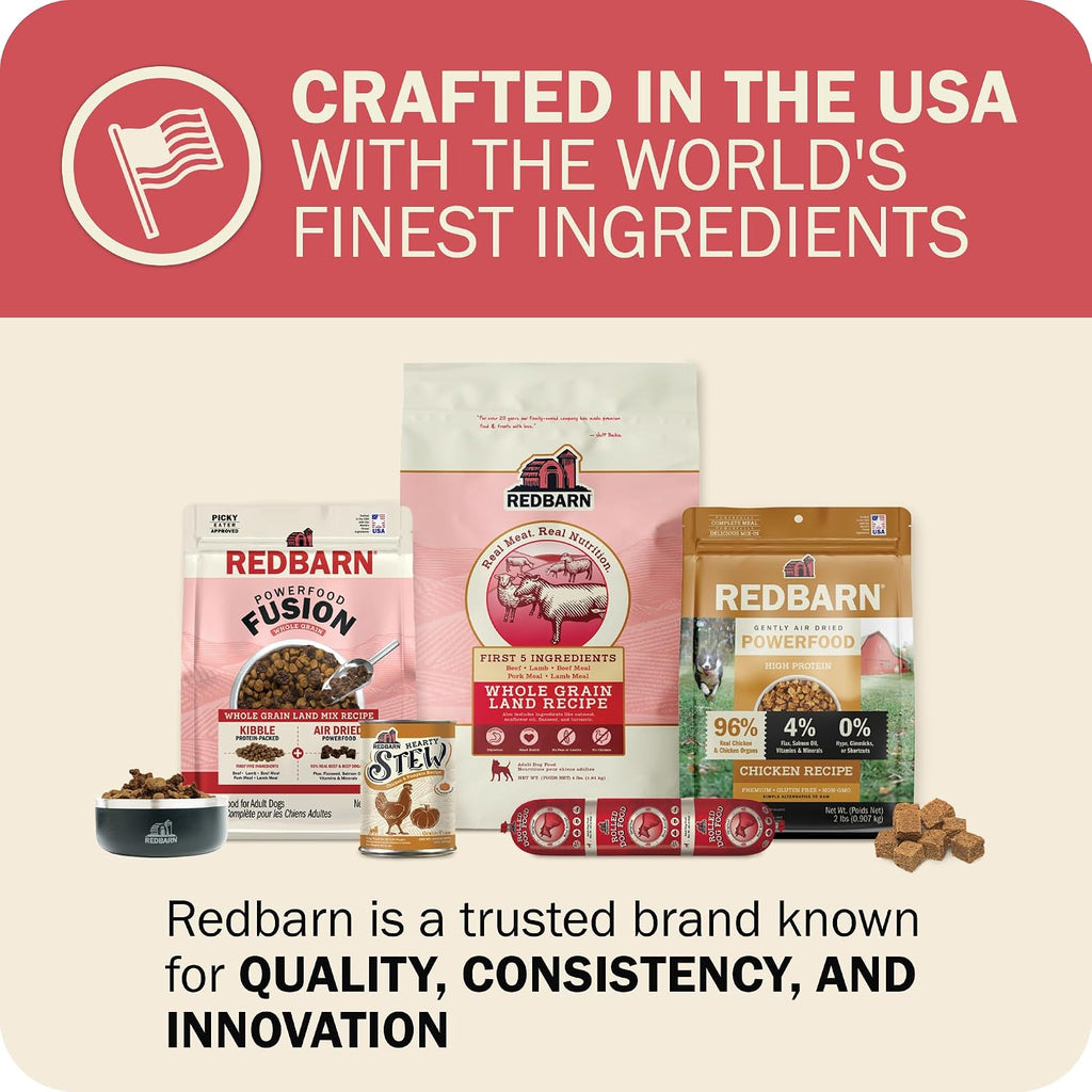 Redbarn Powerfood Fusion Air Dried Kibble Blend – Whole Grain Land Beef Lamb Recipe – Made in USA Adult Dry Dog Food with Superfoods, Prebiotics, Postbiotics - 3.5lb Bag (Pack of 2)