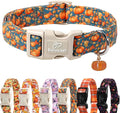 Fall Dog Collar Cute Autumn Pumpkin Puppy Collar - Light Comfortable Adjustable Pet Collars for Small Medium Large Girl Boy Dogs M