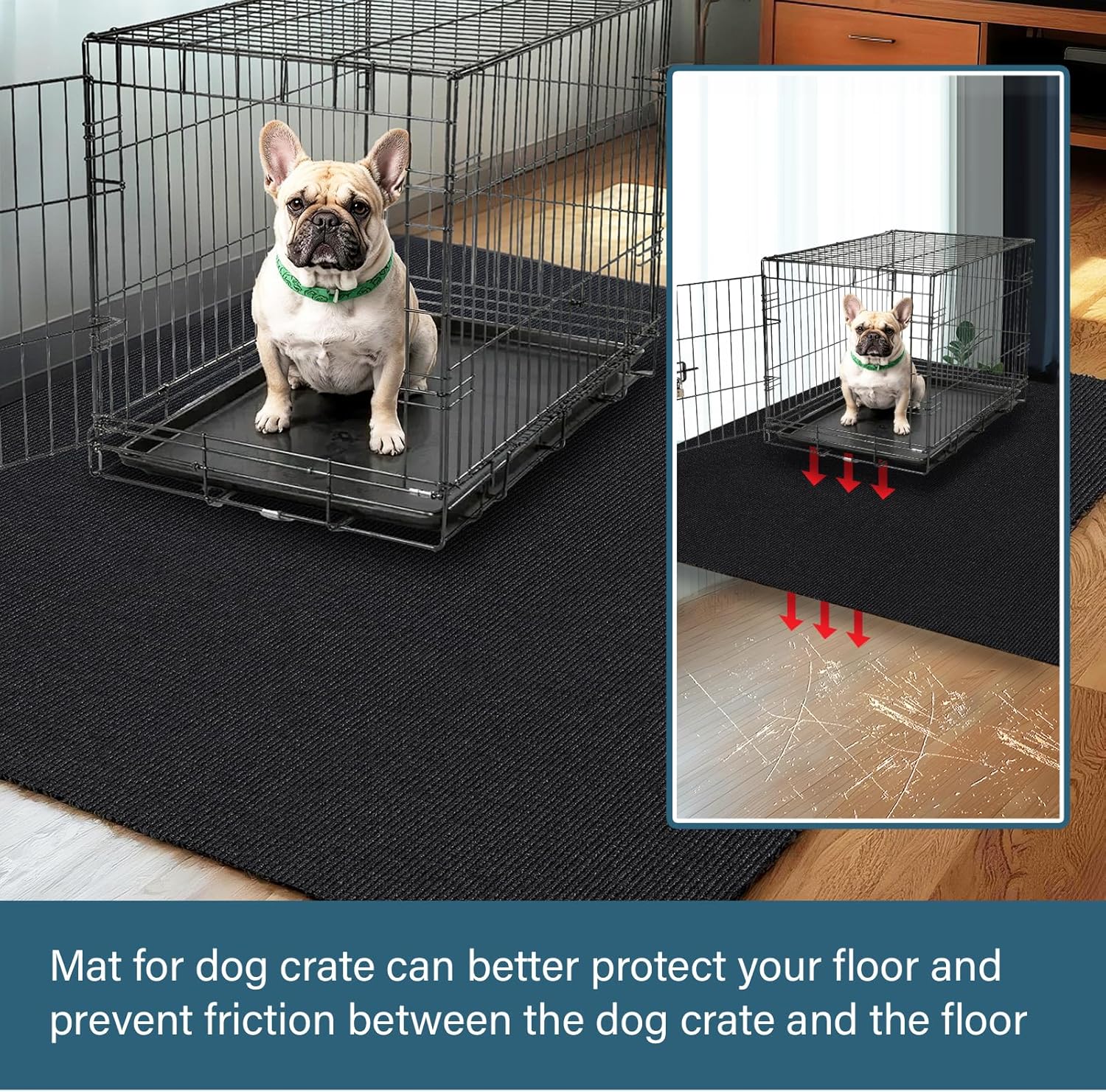 Wibeelee 32" X 50" X 0.23'' Mat for Under Dog Crate Waterproof Non-Slip Kennel Mat to Protect Floors Large Absorbs Urine Reusable Dog Playpen Mat