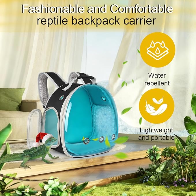Guinea Pig Carrier, Guinea Pig Backpack with Clear Bubble Window (Black-Blue, Backpack)