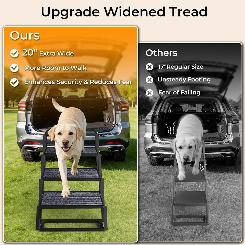 URPOWER Dog Stairs for Large Dogs Extra Wide 20" with 5-Step Dog Ramp Steps | Foldable Pet Stairs, Detachable for Car High Bed, Non Slip Surface Car Ramps for SUV Truck, Supports up to 260 LBS