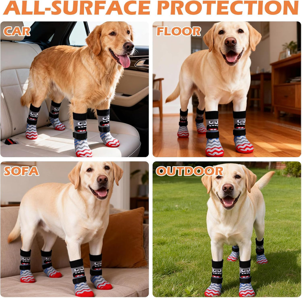 Dog Socks to Prevent Licking Paws with Grippers for Hardwood Floors Anti Slip, Cute Double Sides Dog Winter Shoes Booties Boots & Paw Protectors with for Small Medium Large Senior Dogs M