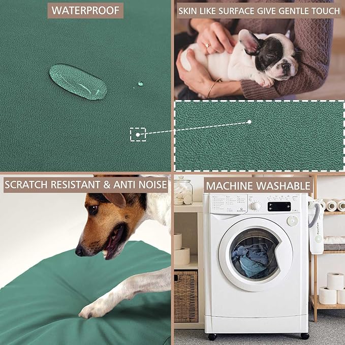 Dog Bed Cover Waterproof Replacement Machine Washable Covers for Dog Bed Heavy Duty Scratch Resistant Mattress Protector Pet Bed 24x18 Inch Dark Green Cover Only