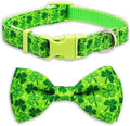 St. Patrick Day Dog Collar Adjustable Puppy Collar with Clover Pattern, Cute Pet Accessories for Small Medium Large Dogs