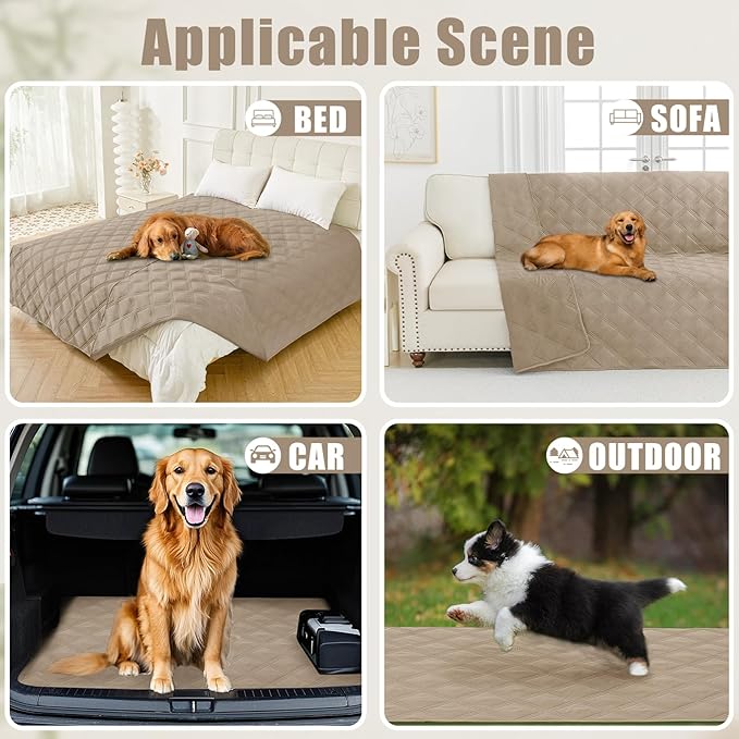 Smiry Waterproof Dog Bed Cover Blanket 40x50, Soft Reversible Pet Blanket, Washable Leakproof Cats Dogs Couch Cover for Sofa, Couch, Furniture, Taupe/Taupe