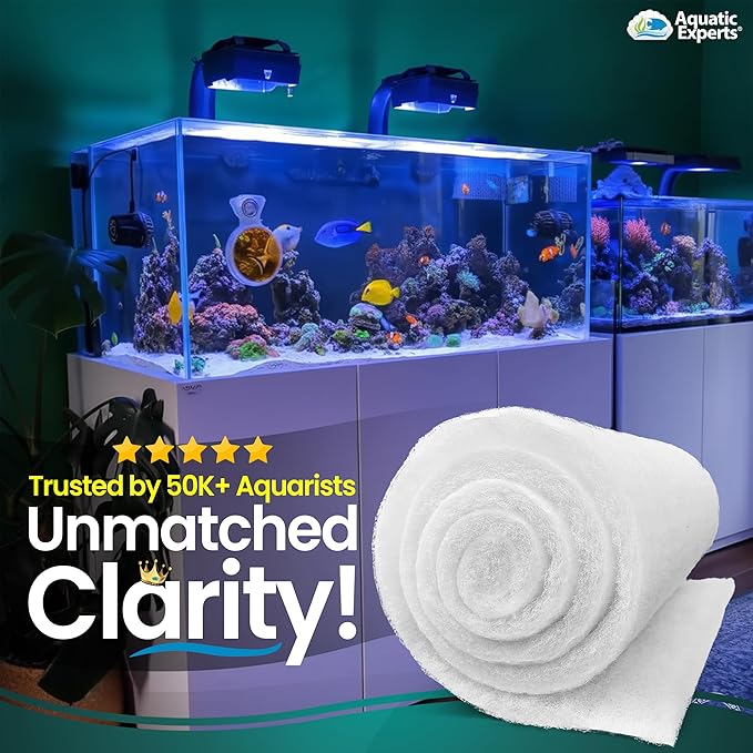 Aquatic Experts Aquarium Filter Floss for Fish Tank Filters - FilterFirst Aquarium Filter Pad - Media Roll for Crystal Clear Water, 3/4" - 1" Thick (12 Inch Wide, 12 Feet Long)