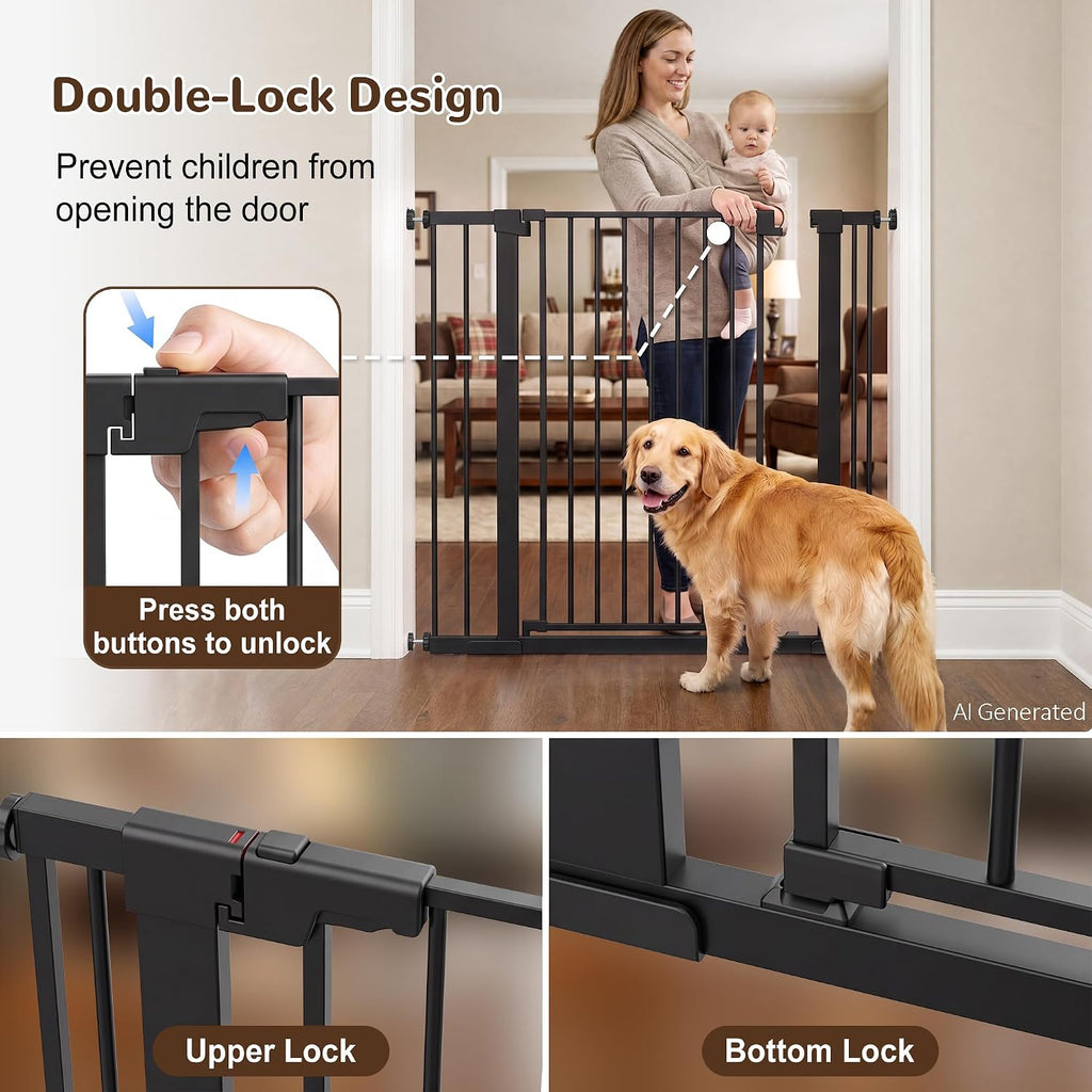 41” Extra Tall Baby Gate for Stairs 29.7-40.6" Wide Dog Gate | Auto Close, Pressure Mount Pet Gates for Doorways No Drilling, Indoor Extra Tall Child Safety Gates for Pets/Kids, Anti-Jump