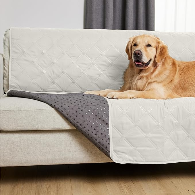 GORILLA GRIP Waterproof Couch Cover for Dogs, Gripped Slip Resistant Backing, Leak Proof Washable Dog Blanket Covers Sofa, Bed, Sectional, Crate, Car, RV Seats, Pet Puppy Essentials, 50x40 Light Taupe