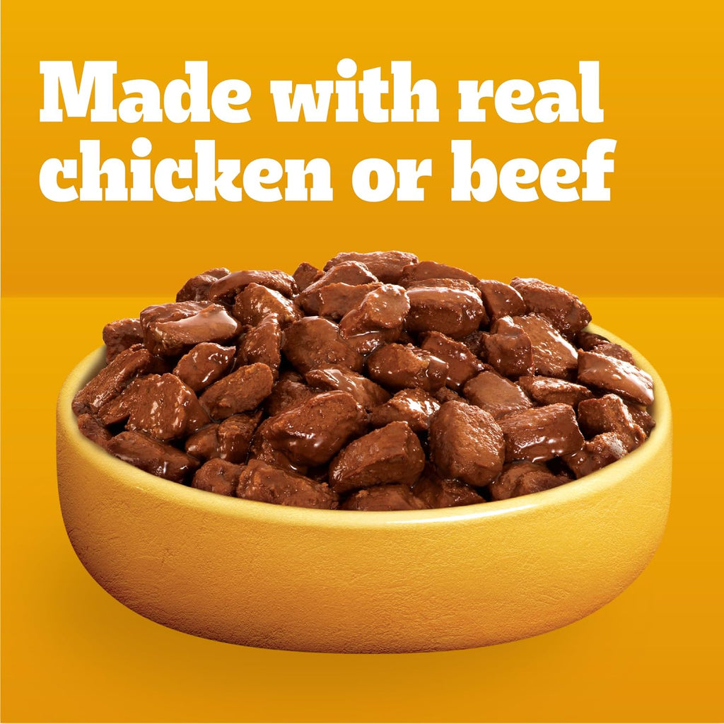 Pedigree Choice Cuts Wet Dog Food Pouch, Protein Variety, 3.5 oz, 30 Count | Beef, Chicken & Filet Mignon, no added sugars or artificial flavors, 36 vitamins & minerals, 50%+ water, complete & balanced