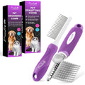 Poodle Pet Bundle - Dematting Fur Rake Comb Brush Tool with Steel Safety Blades and Detangling Pet Comb with Long and Short Stainless Steel Teeth for Detangling Matted or Knotted Undercoat Hair
