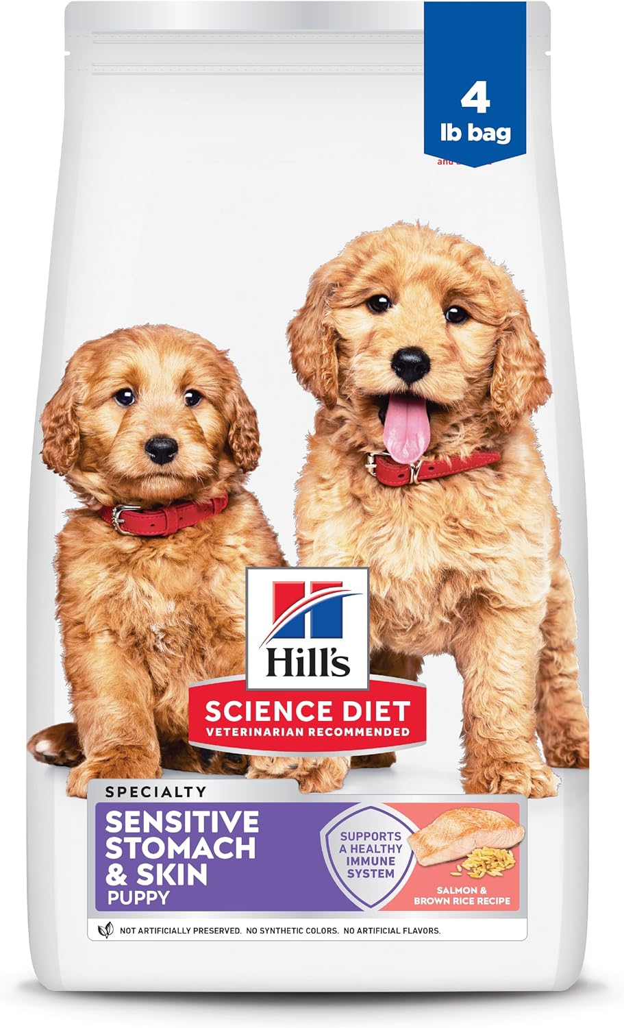Hill's Science Diet Puppy Sensitive Stomach & Skin Dry Dog Food | #1 Veterinarian Recommended, Salmon & Brown Rice, 4 lb. Bag