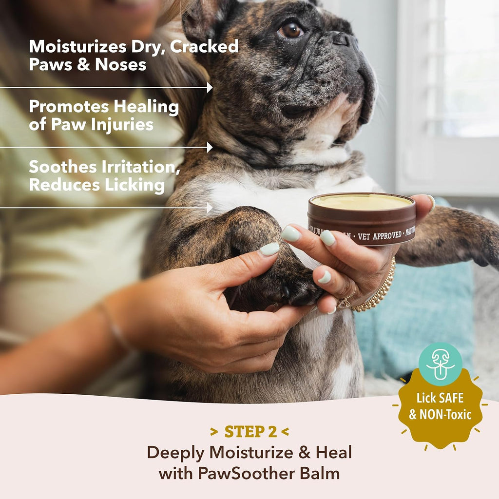 Natural Dog Company Paw Soother Balm & PawTection Stick Bundle for Dogs – Moisturizes, Heals & Protects Dry, Cracked Paws – Lick-Safe Dog Paw Balm Duo – 1 oz Tin + 0.15 oz Stick