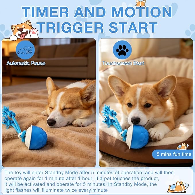 Interactive Dog Toys,2026 Upgraded Motion Activated Automatic Rolling Ball Toys for Small/Medium/Large Dogs Balls,Interactive Dog Ball for Boredom to Keep Them Busy,With USB Rechargeable (Blue)