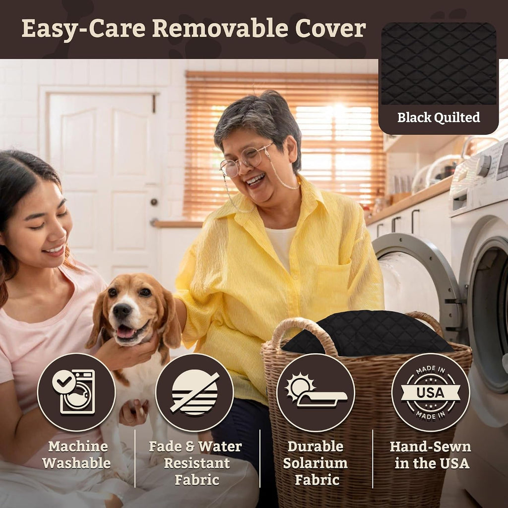 Snoozer Dog Car Seat for Dogs up to 34lbs, Lookout II, Black Quilted (L) | Dog booster car seat, Helps alleviate travel sickness & fear, Storage tray, Removable washable cover, Great for 2 small pets