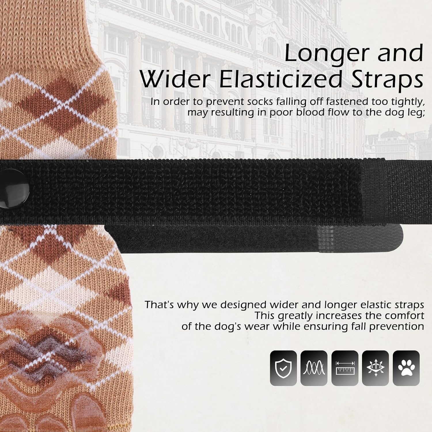 Dog Socks to Prevent Licking Paws,Anti Slip Dog Shoes for Hot Pavement,Dog Booties for Hardwood Floors,Dogs Boots & Paw Protectors for Small Medium Large Senior Dogs,British Style,Khaki M