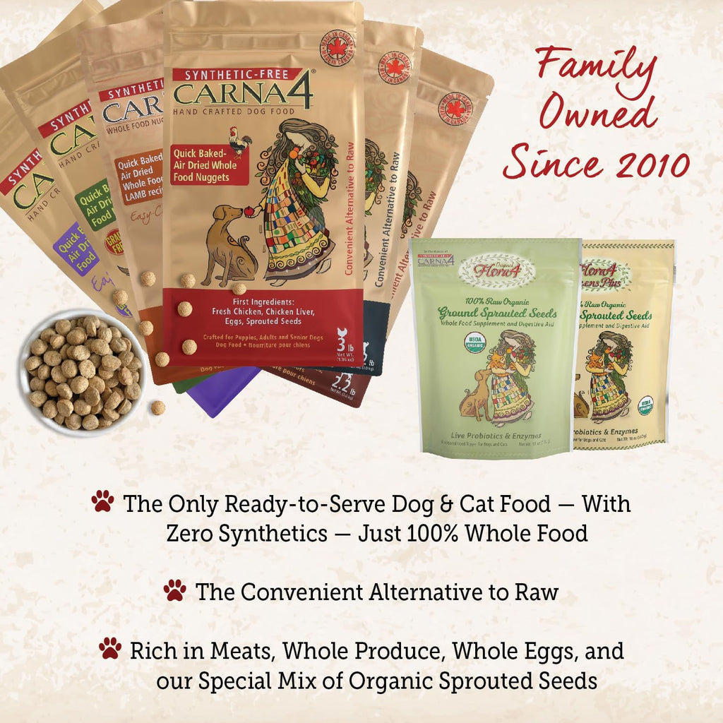 CARNA4 Air Dried Dog Food, Chicken Recipe, 6 Pound | Real Chicken, Liver, Whole Eggs & Sprouted Seeds, Quick-Baked & Never Extruded, No Synthetic Vitamins or Minerals