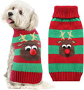 Dog Cat Christmas Sweater Boy Girl Ugly Reindeer Xmas Pet Clothes Holiday Puppy Costume New Year Gifts for Small Medium Large Dogs Outfits (S, Red Green Stripe Reindeer)